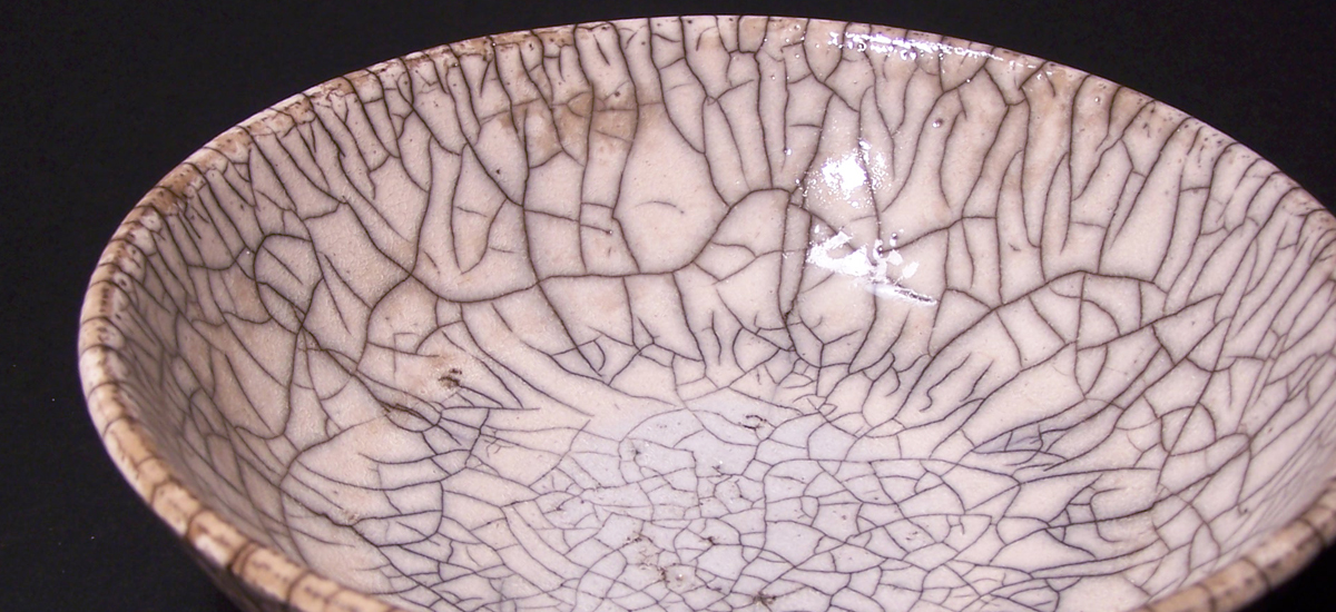 Wheel Thrown Bowl in White Crackle glaze - Black Hawk College Ceramics Class - 2015